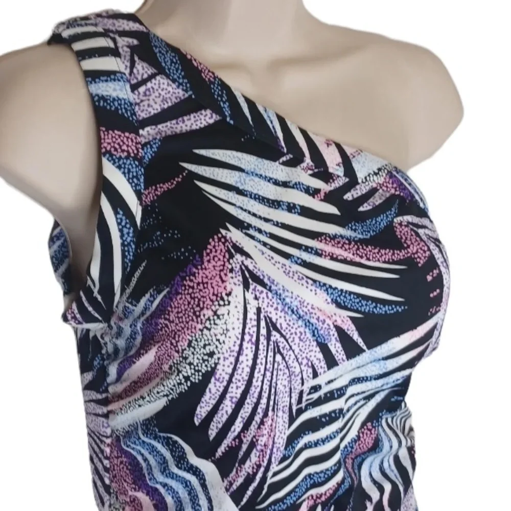 Swim Solutions Women's Swimwear Purple One-Shoulder One Piece Swimsuit - Picture 7 of 12